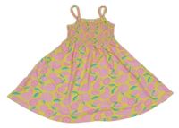 Žltá žabičkové bavlnené šaty s ovociem Topolino