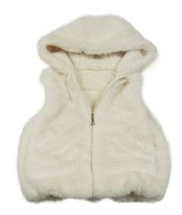 Smetanová kožešinová podšitá vesta s kapucí Nutmeg