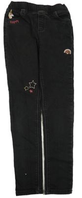 Čierne tregíny s výšivkami Vertbaudet