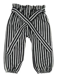 Čierno-biele pruhované ľahké nohavice
