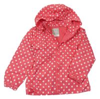 Růžovo-bílá puntíkatá šusťáková podzimní parka s kapucí Name it