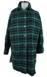 Dámský černo-zelený kostkovaný košilový kabát H&M