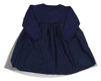 Tmavomodré pletené šaty s tylovou sukní Bonjour Bébé