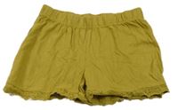 Khaki bavlnené kraťasy s čipkou Zeeman