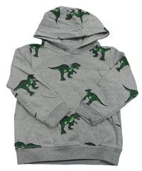 Sivá mikina s dinosaurami a kapucňou Jeff&Co