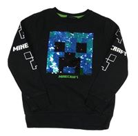 Černá mikina s překlápěcími flitry - Minecraft