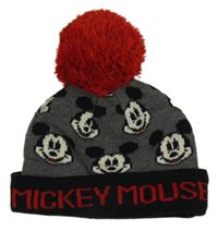 Šedo-černá čepice s Mickeym a bambulí George 
