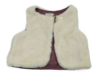 Smotanová kožušinová podšitá vesta