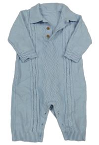Světlemodrý pletený overal s copánky a límečkem Nutmeg