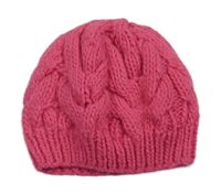 Růžová pletená čepice 
