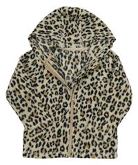 Béžovo-černo-hnědá vzorovaná fleecová propínací mikina s kapucí George 