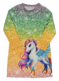 Farebné vzorované šaty s jednorožcom Shein