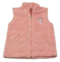 Ružová chlpatá vesta s jednorožcom