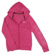 Fuchsiová propínací mikina s kapucí Adidas