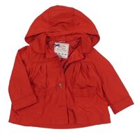 Červený šusťákový jarní kabát s kapucí 