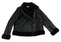 Černý koženkový zateplený crop křivák Primark