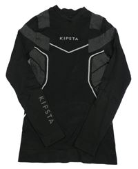 Černé vzorované spodní funkční triko Kipsta 