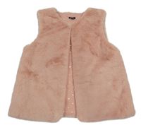 Ružová kožušinová podšitá vesta Kiabi