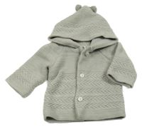 Sivý prepínaci sveter so vzorom a kapucňou