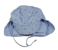 Světlemodrá melírovaná kšiltovka s loďkami a ochranou krku