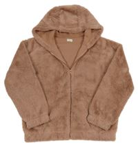 Staroružová kožušinová podšitá bunda s kapucňou F&F