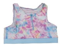 Ružovo-modrý batikovaný športový crop top Primark