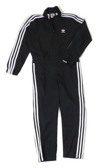 Černý sportovní teplákový overal s pruhy Adidas
