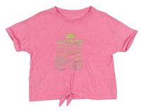 Neónově ružové melírované crop tričko s nápisom M&S