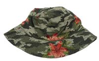 Khaki army riflový klobouk s květy Next
