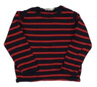 Tmavomodro-červený pruhovaný sveter H&M