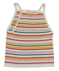 Farebný pruhovaný rebrovaný pletený crop top H&M