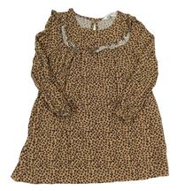 Béžovo-hnedé vzorované šaty s volánikmi H&M