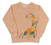 Broskvová mikina s dinosaurom