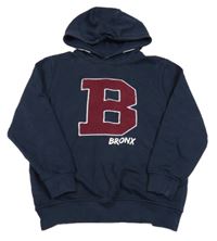 Tmavomodrá mikina s nápisom a kapucňou Yigga