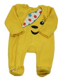 Žlutý fleecový overal s medvídkem Pudsey George 