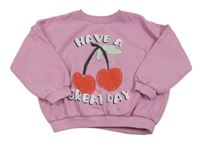 Ružová oversize mikina s třešničkami Matalan