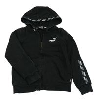 Černá propínací mikina s logem a kapucí Puma 