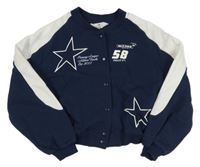 Tmavomodro-biela prepínaci crop mikina s hviezdami H&M