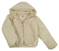 Smetanová huňatá zimní bunda s kapucí F&F