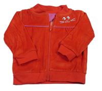 Červená zamatová prepínaci mikina s mačkou Lupilu