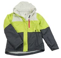 Bielo-limetkovo-sivá šušťáková zimná lyžiarska bunda Crane