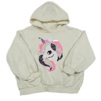 Smetanová mikina s jednorožcem z flitrů a kapucí H&M