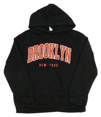 Čierna mikina s nápisom a kapucňou Shein