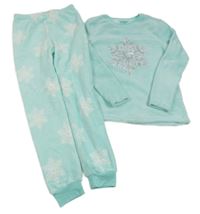 Mátové chlupaté pyžamo s vločkami a flitry Primark
