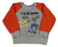 Sivo-červená mikina s Transformers