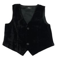 Černá sametovo/saténová společenská vesta Bonprix