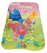 Zeleno-ružová chlpatá deka s Trolls