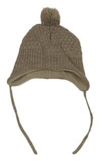 Béžová pletená čepice s bambulí H&M