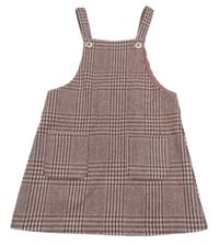 Ružovo-biele kockované vlnené šaty Next