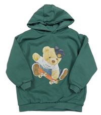Zelená mikina s medvedíkom a kapucňou Tu